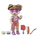 BABY ALIVE Sunshine Snacks Doll, Eats and Poops, Waterplay Baby Doll, Ice Pop Mold, Toy for Kids 3 and Up, Brown Hair