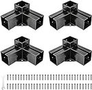 FMhotu DIY Pergola Brackets kit ,4 Pack 3-Way Right Angle Corner Bracket for 4x4(Inner Size 3.6"*3.6") Lumber, Black Powder-Coated Steel Pergola/Gazebo Kit for 4x4 Wood Posts (4X4 Corner 4PCS)
