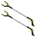 RMS 2-Pack 32 Inch Extra Long Grabber Reacher with Rotating Gripper - Mobility Aid Reaching Assist Tool, Trash Picker, Litter Pick Up, Garden Nabber, Arm Extension (Yellow)