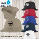 Ink Stitch Custom Logo Texts Stitching Logo Texts Cotton Unisex Bucket Hats