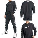 Nike Repeat Mens Fleece Tracksuit Sweatshirt Jogger Set Top Bottom Black