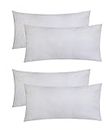Habitat Rectangular 20x36 Inches Cushion, Set of 4, Bed Pillows for Sleeping King Size Pillow, Polyester Fiber Pillow Home & Hotel Collection Fluffy Soft Pillows, 4 Pack (White)