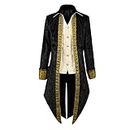 VOREING Mens Medieval Steampunk Tailcoat Prince Victorian Jacket Frock Coat, Black, Medium