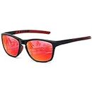 MEETSUN Polarized Sports Sunglasses for Women Men Driving Running Cycling Fishing Sun Glasses UV400 Protection Black Frame-Red Mirror Lens