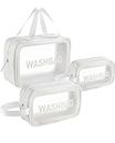 Paquete de 3 Bolsas de Almacenamiento blancas con Panel Transparente - Organizadores Multiusos Resistentes al Agua para Maquillaje, Ropa, Accesorios y Viajes, White, Bolsas Multiusos