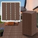 60 sq. ft Patio Interlocking Deck Tiles 60 Pieces Plastic Waterproof Outdoor Flooring Square Composite Decking Boards for Balcony Porch Poolside Backyard, 12 x 12 x 0.8 Inch (Coffee)