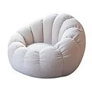 LASOUK Bean Bag Chair Cover (No Filler) for Teens And Adults, Stuffed Animal Storage Round Soft Fluffy Teddy Fleece Lazy Sofa Beanbag Cover for Living Room Furniture,White