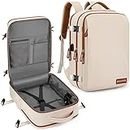 BAGODI Travel Laptop Backpack,15.6 Inch Flight Approved Carry on Backpack,Waterproof Large 40L Hiking Backpack Daypack, Khaki, X-Large, Travel Backpacks