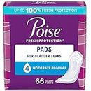 Poise Incontinence Pads & Postpartum Incontinence Pads, 4 Drop Moderate Absorbency, Regular Length, 66 Count