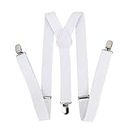 One Point Collections Men's White Solid Suspender Belt (Free Size/Adjustable)