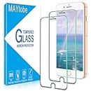 MAYtobe [2 Pack] Screen Protector for iPhone 8 Plus, iPhone 7 Plus, iPhone 6s Plus and iPhone 6 Plus Tempered Glass, 5.5-Inch, Case Friendly, 9H Hardness, Bubble Free, Anti-Scratch, Ultra Transparent