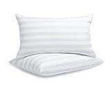 LAVANCE Pillows King Size Set of 2 Hotel Collection Pillows 3D Down Alternative Fiber Filling Bed Pillow for Back, Stomach or Side Sleepers-1.2" White Striped, 20"x36"