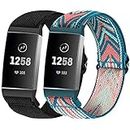 SITAFU 2 Pack Correa Compatible con Fitbit Charge 3/Charge 4 para Mujeres Hombres,Nylon Elástica Pulsera de Repuesto Compatibile con Fitbit Charge 3/Fitbit Charge 4