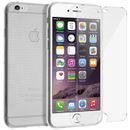 For APPLE IPHONE 6 6S TEMPERED GLASS SCREEN PROTECTOR + CLEAR SILICONE TPU CASE