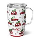 Swig Life 18oz Travel Mug with Handle and Lid, Christmas Travel Mug, Holiday Coffee Mug, Cup Holder Friendly, Stainless Steel, Triple Insulated Christmas Gift Tumbler (Home Fir the Holidays)
