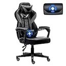 Bonzy Home Racing Gaming Chair for Adults with Massage, Ergonomic Video Game Chair Reclining Gamer Chair with Swivel Computer Chairs Height Adjustable for Kids Boys Girls Teens, Grey