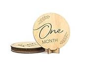 CONTRAXT Baby Milestone Cards Unisex UK. Baby monthly wooden milestone discs Baby Cards newborn for girls and boys Milestone moments photo set Pregnancy milestone cards UK (Months)