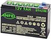 12V 9Ah Lead Acid Batteria, 9 A, Tipo Ermetica al Piombo con Attacco Faston 6.3 mm, per UPS e Altro Uso, Nero