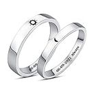 SHAREMORE Matching Rings for Couples Sun and Moon Rings Personalized Heart Promise Couple Ring Customized Engagement Wedding Ring Band Sets for Him and Her Sterling Silver High Polished Comfort Fit