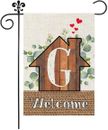 Monograma letra G bandera de jardín dulce hogar eucalipto 12X18 pulgadas doble cara para