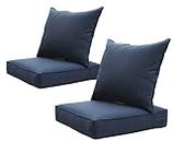 SewKer Outdoor Chair Cushion, 24x24 Deep Seat Patio Furniture Replacement Cushions Set - Set of 2 Dark Blue