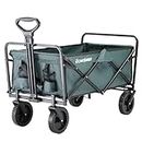 EchoSmile Collapsible Folding Wagon Cart, Heavy Duty 220Lbs Capacity Foldable Wagon, Outdoor Camping Grocery Portable Utility Cart, All Terrain Sports Beach Wagon