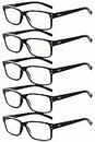 Eyekepper 5-pack Spring Hinges Vintage Reading Glasses Men Readers Black +2.0