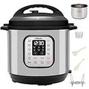 Wellspire 8 Litres Instant Pot Electric Pressure Cooker- #304 Stainless Steel - Pressure Cook, Sauté, Steam, Delay Start and more - Customized Indian Recipes Included