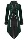Sangdut Men’s Medieval Steampunk Tailcoat Jacket, Male Victorian Renaissance Gothic Retro Vintage Embroidery Coat Halloween Party Cosplay Pirate Vampire Gentleman Costumes for Adult (Green, XXXL)