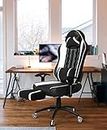 REKART Ergonomic Gaming Chair with Footrest, P.U Moulded Foam, Adjustable Arm Rest | Multi-Functional Office Chair | 175 Degree Recline Comfortable & Durable | MF6 White (DIY)