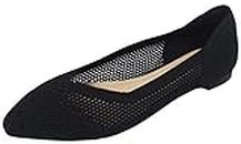 Feversole Women's Woven Fashion Breathable Pointed Knit Flat Shoes, Bout Pointu Chaussures Plates en Maille Respirante à la Mode pour Femmes