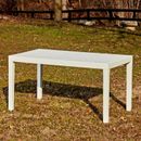 Große weiße rechteckige Gartenlattenrost Kunststoff Tisch Terrassendeck Outdoor Möbel