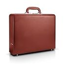 HAESTUS Leather Briefcase for Men Business, Hard Shell Classic Attache Case with Combination Lock, Fits 16 Inch Laptop, Brown