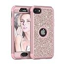 Asuwish Phone Case for iPhone 6plus 6splus 6/6s Plus Cell Cover Hybrid Rugged Bling Glitter Body Hard Duty Slim Accessories iPhone6 6+ iPhone6s 6s+ i 6P 6a S Six iPhone6splus Women Girls Rose Gold