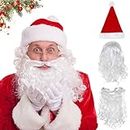 Gxlaihly Weihnachtsmann-Bart-Perücke-Hut-Set,Weihnachtsmann Nikolaus Perücke und Bart Set mit Mütze,Weihnachts-Weihnachtsmann-Cosplay-Zubehör
