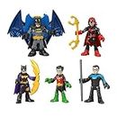 Imaginext DC Super Friends Batman Spielzeugset mit 5 beweglichen Figuren und 7 Rollenspielzubehörteilen, Familien-Multipack, Vorschulspielzeug, HML03
