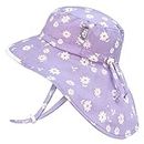 Jan & Jul Summer Swim Sun-Hat for Toddler Kids 100% Cotton (L: 2-5 Years, Purple Daisy)