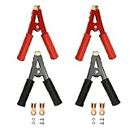 4PCS Heavy-Duty Jumper Cable Clamps - Pure Copper Alligator Clips Replacement - For Car Charger Battery Terminal, Auto Vehicle Boat, 12-24V Automotive Booster Charging Ends, 2-6 AWG Gauge (Red,Black)