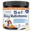 Dog Multivitamin Powder with Glucosamine, Dog Vitamins and Supplements for Immune Support, Dog Skin and Coat Supplement with Omega 3 for Allergy Relief, Probiotics for Dog Support Digestive Health