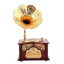 Music Box, Retro Phonograph Shape Music Box Regalo Classic Gold Trumpet Horn Artigianato creativo(Brown)