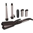 Havells 5-in-1 Multi Styling Kit - Straightener, Curler, Crimper, Conical Curler & Volume Brush | for Multiple Hair Styles | 2 Years Guarantee | Silver/Black | HC4045