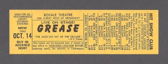 Live on Broadway "GREASE" Jim Jacobs and Warren Casey 1979 Promo Discount Ticket
