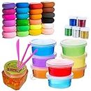 Promote Trader (Pack of 12 Slime) Multicolor Non Scented DIY Magic Toy Slimy Slime+12 Clay+1 Unicorn Poop Gel Jelly Putty Set kit Toys for Boys Girls Kids Slime|Glitter+ Tools Free