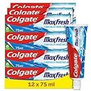 COLGATE - Dentifrice Colgate Max Fresh Cristaux Fraîcheur - Dentifrice Haleine Fraîche - Tube Recyclable - Lot de 12 Tubes de Dentifrice de 75mL