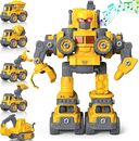 Take Apart Robot Toys Vehicle Set 5 in 1 STEM Toys for  4 5 6 7 8 Year Old Boys