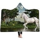 3D Unicorn Warm Cloak/Animal Style Series Plush Blanket,Travel Camping Blanket and Sofa Bed Throw,Children's Adult Hooded Blanket (Rainforest, 60"x80")