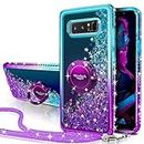 Miss Arts for Samsung Note 8 Case, [Silverback] Moving Liquid Holographic Sparkle Glitter Case With Kickstand, Bling Diamond Bumper W/Ring Slim Case for Girls Women for Samsung Galaxy Note 8 -Purple