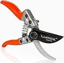 Lumo-X 8'' Heavy Duty Bypass All Metal Pruning Shears Hand Pruner, Garden Shears, with Heat-Treated Dual Blades