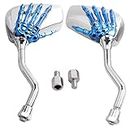 AULESSE 1 Pair Left Right Universal Motorcycle Scooter Chrome Skull Hands Claw Side Rear View Mirrors for Motorcycles, E-Bikes with 8mm or 10mm Screws (Blue)