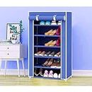 Bae Stora Metal Multipurpose Portable 6 Shelves with Zippered with Iron and Nonwoven Fabric Storage Organizer Shoe Rack , Blue